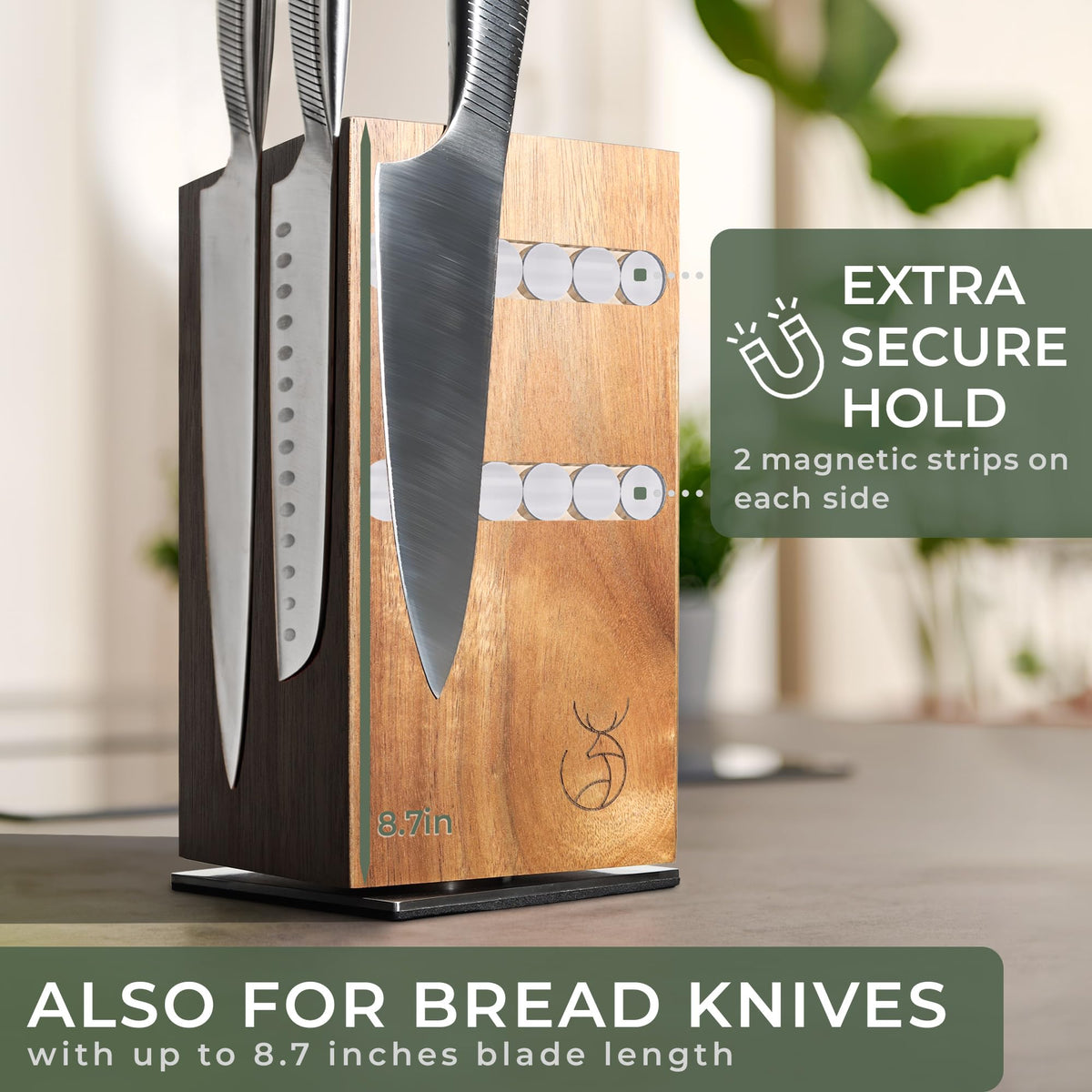 WALDWERK four-sided magnets securely grip heavy blades without slipping.