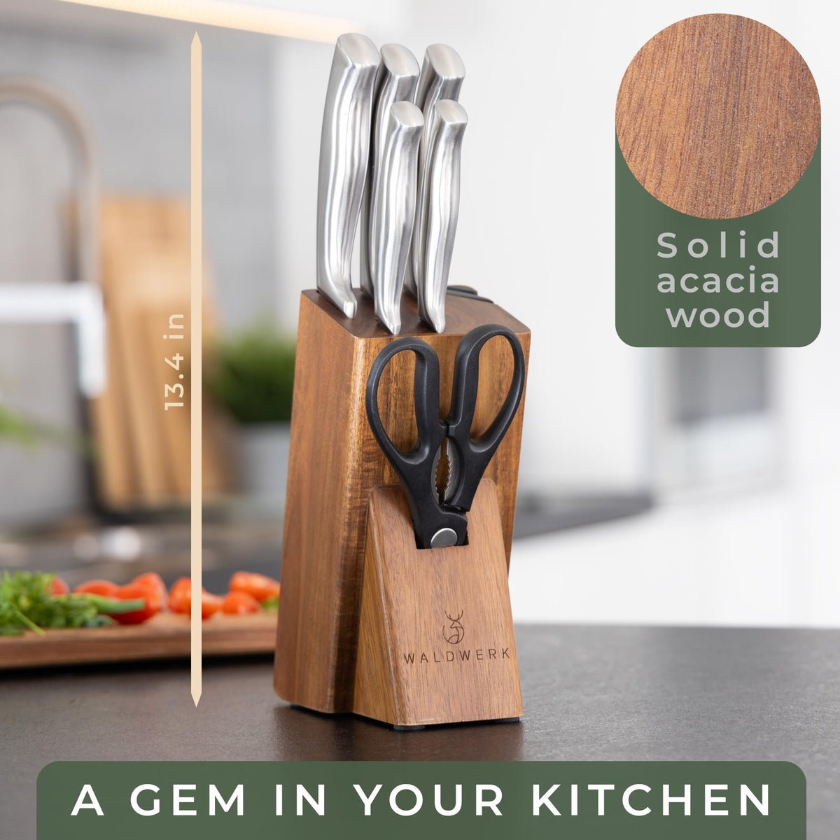 WALDWERK everyday prep knives laid out for versatile kitchen tasks.