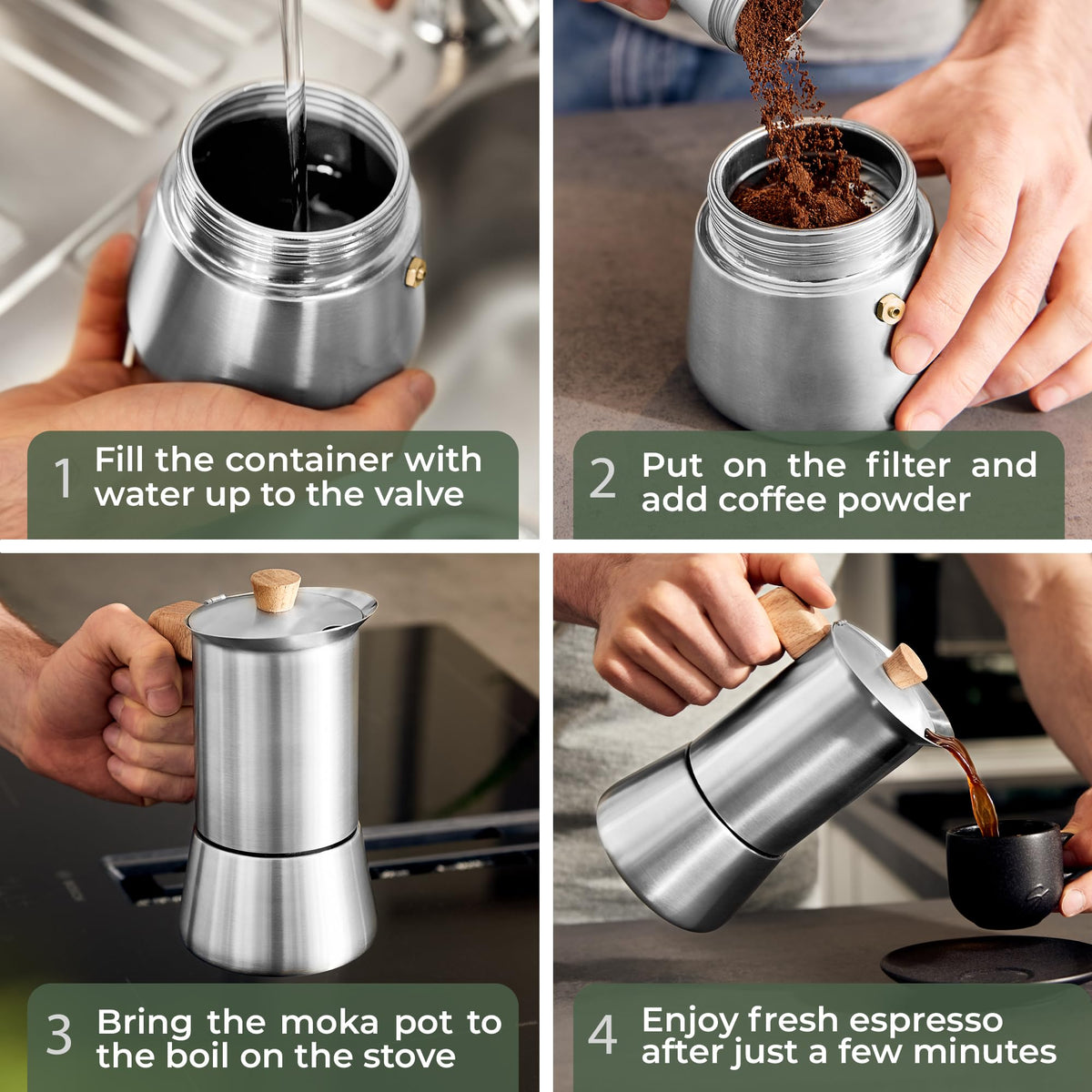 WALDWERK Moka Pot ready for stovetop brewing anywhere.