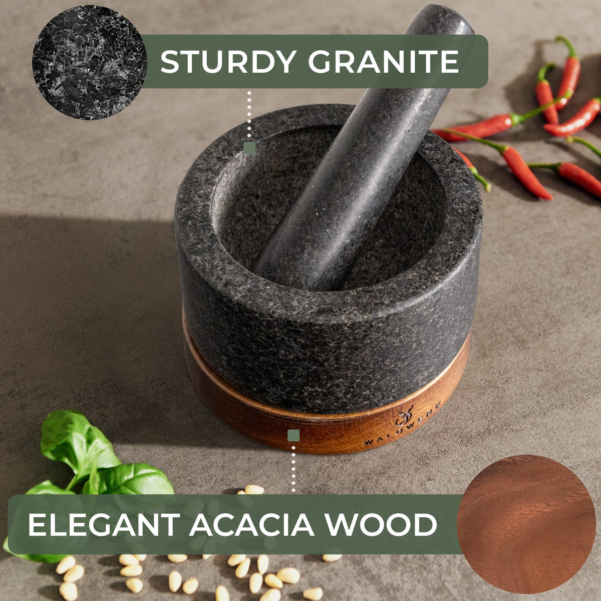 WALDWERK natural granite is safe and easy to clean.
