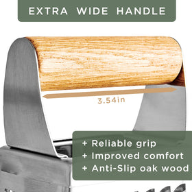 WALDWERK oak collection base keeps shredded ingredients tidy on the counter.