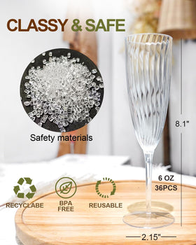 Walee Koky 6 oz champagne flutes ideal for outdoor parties and gatherings.