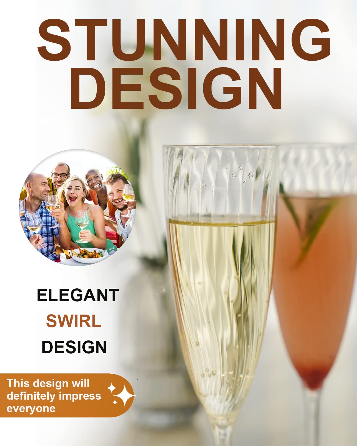 Walee Koky packaging box highlighting the stylish champagne flutes.