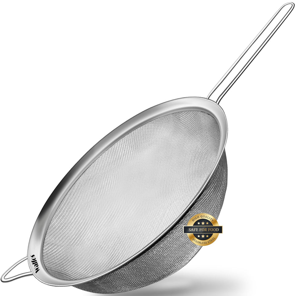 Walfos 9.35-inch strainer with sturdy handle for easy draining