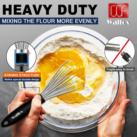 Walfos balloon whisk assembly showing three sizes for versatile cooking