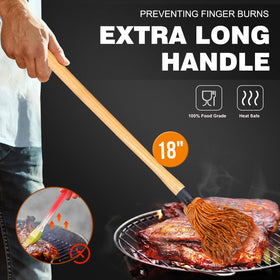 Walfos wooden handle offers a sturdy grip for long grilling sessions.