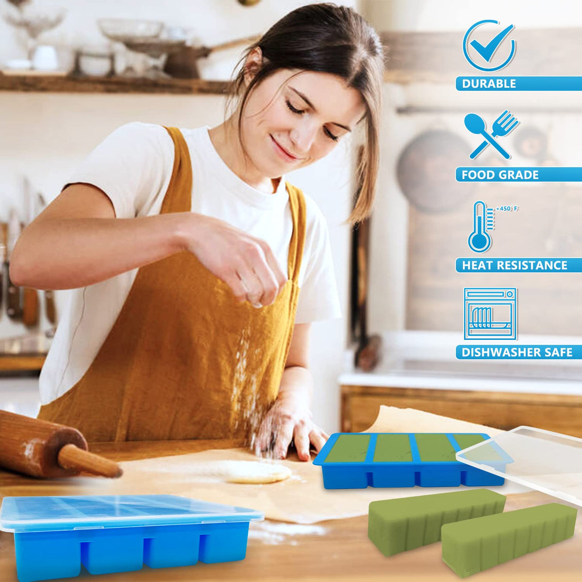 Walfos butter mold lid provides airtight storage and freshness