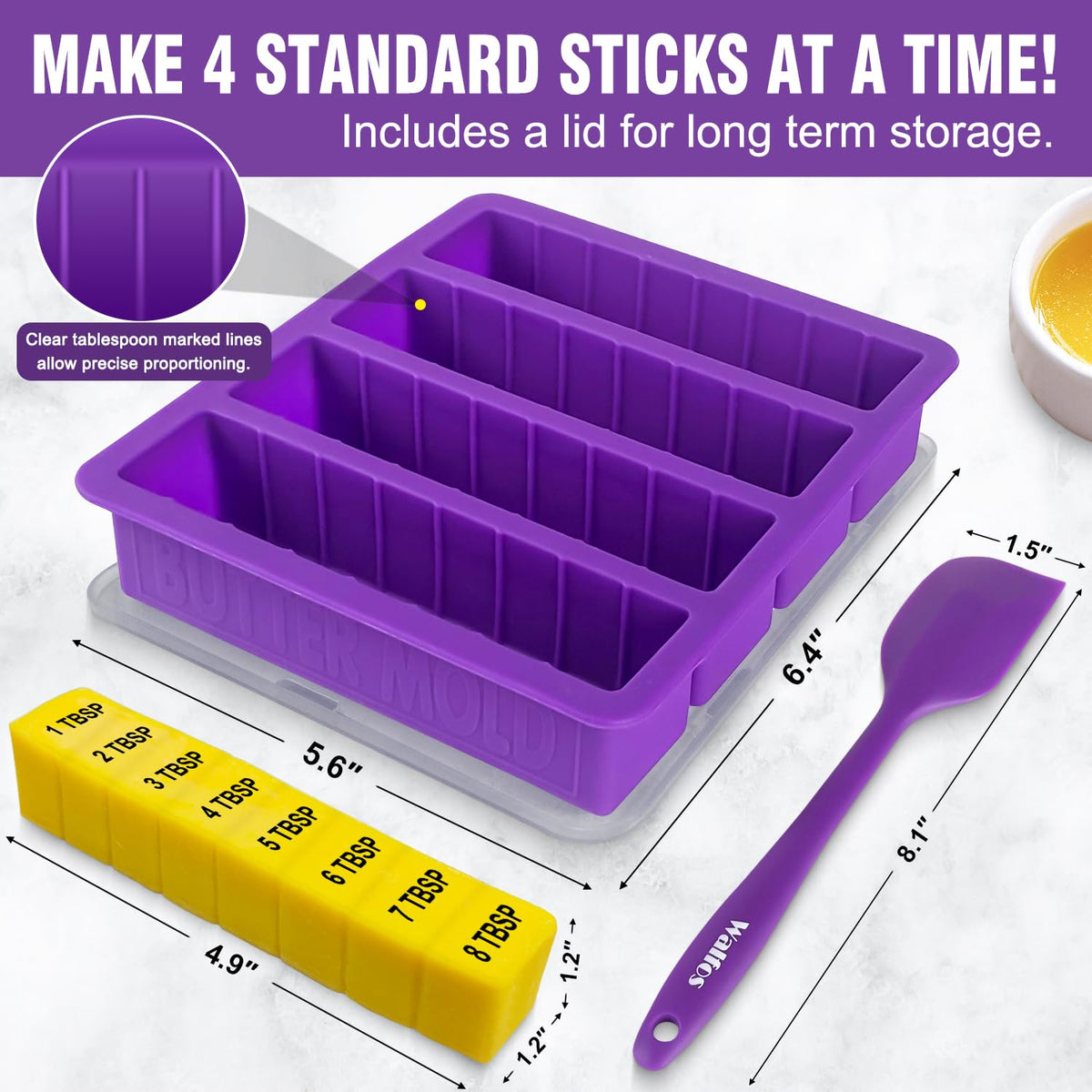 Walfos butter mold with non-stick release for quick unmolding.
