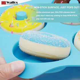 Walfos donut pan dishwasher-safe silicone for effortless cleanup.