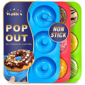 Walfos donut pan with three molds for easy, family-friendly baking.