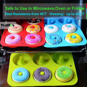 Walfos donut pan supports regular, chocolate, and gingerbread donuts.