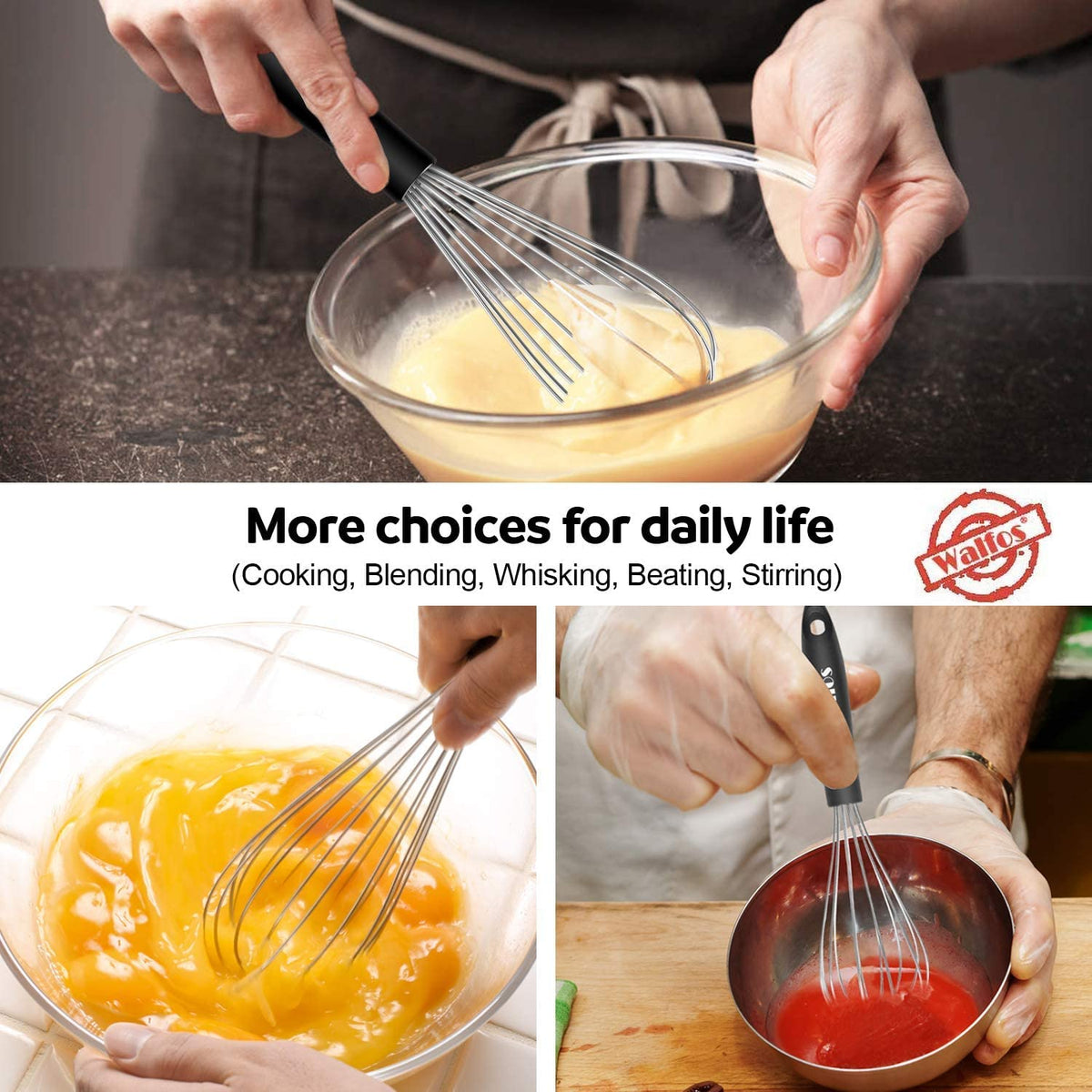 Walfos egg frother in action for smooth beating