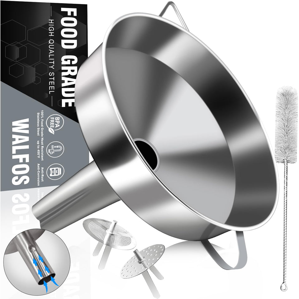 Walfos extra large funnel with venting slot for precise pouring