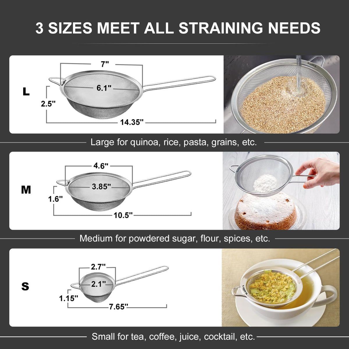Walfos fat skimmer spoon removing grease from stock or sauce.