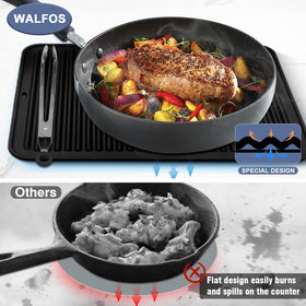 Walfos foldable silicone grip is safe for oven and microwave use.