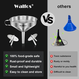 Walfos funnel with side handle for stable pouring