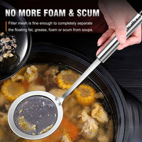 Walfos hollow-handle design makes hanging storage easy in a compact kitchen.