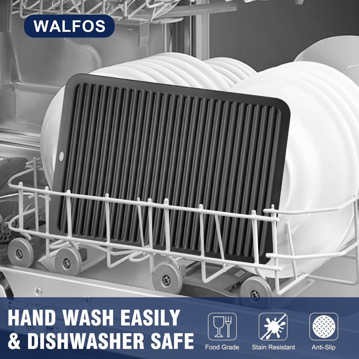 Walfos large counter protection keeps your workspace organized and tidy.