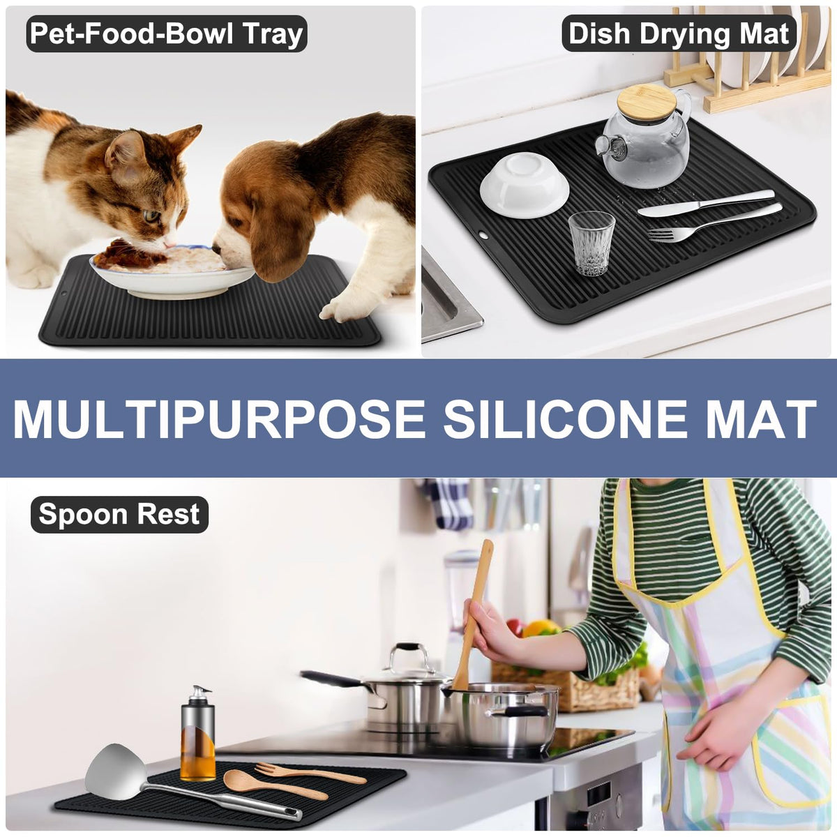Walfos non-slip design stays secure under large cookware.