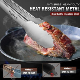 Walfos 9-inch kitchen tong balances reach and control for daily cooking.