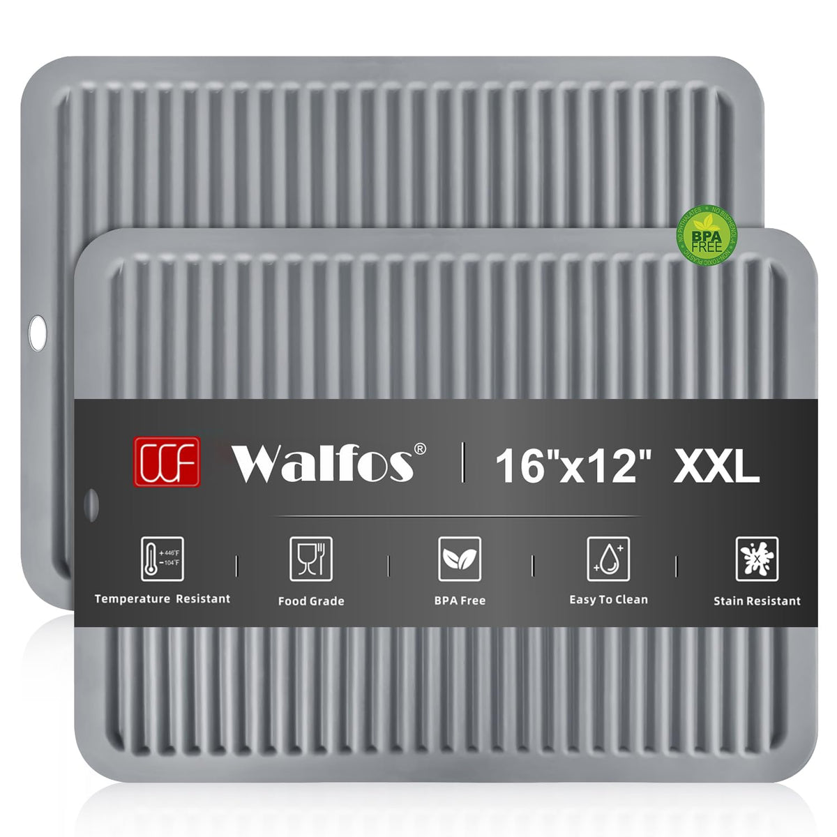 Walfos large silicone trivet guarding countertops from hot dishes.