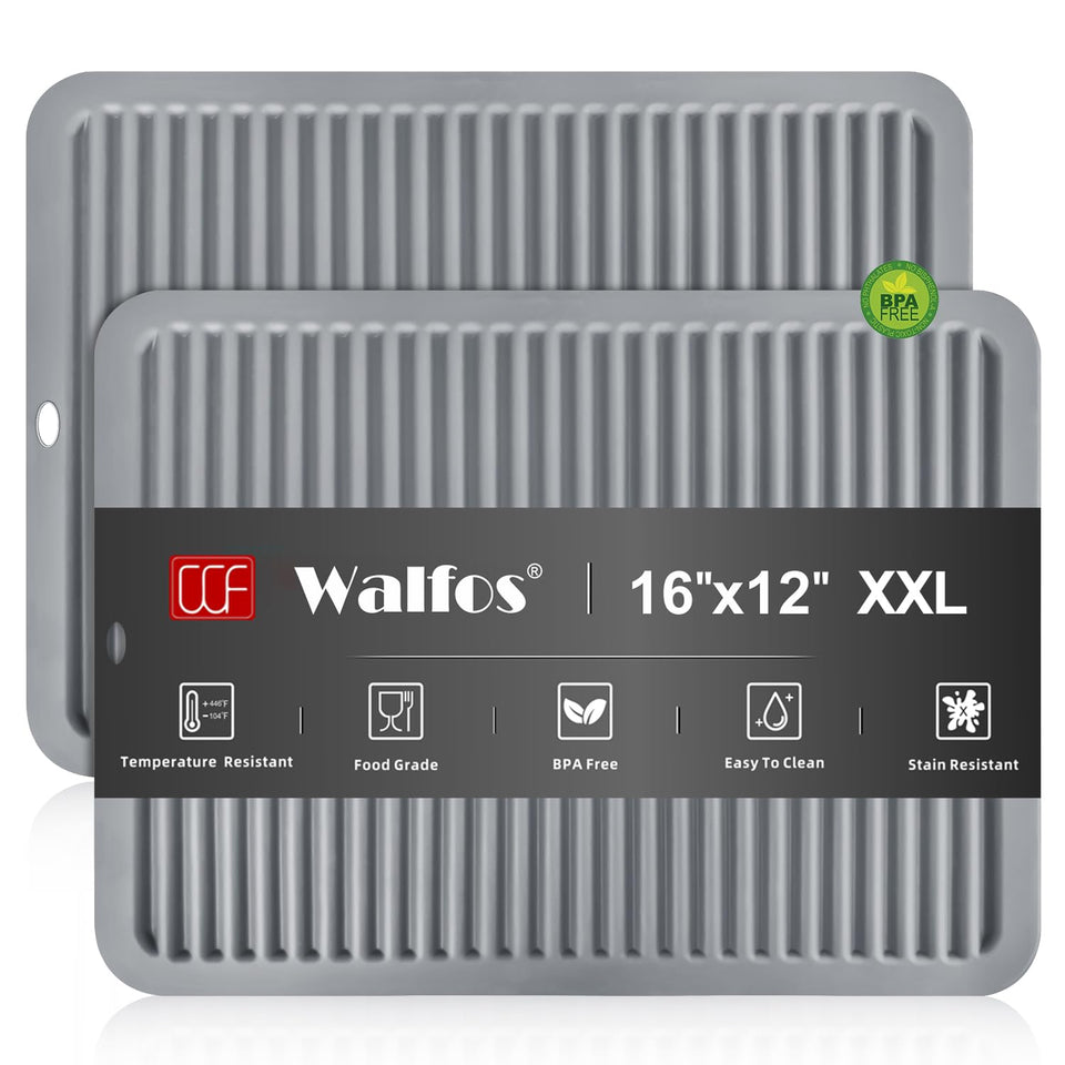 Walfos large silicone trivet guarding countertops from hot dishes.