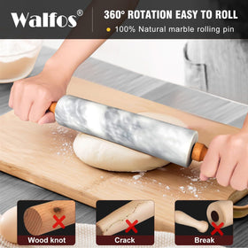 Non-stick marble surface helps prevent sticking when rolling dough and cookies