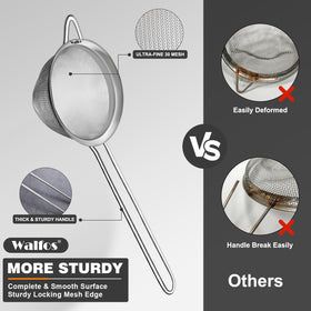 Walfos matcha strainer ideal for fine powder separation in beverages.