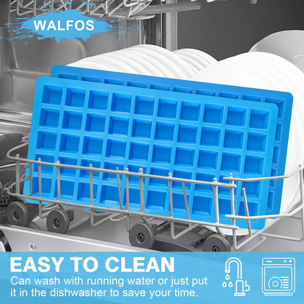 Walfos molds support candy, chocolate, gummies, jelly, and mini ice cubes
