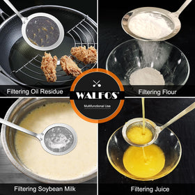 Walfos multi-use strainer for tea, spices, and powder sifting.