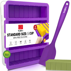Walfos silicone butter mold set with lid and spatula for easy portioning.