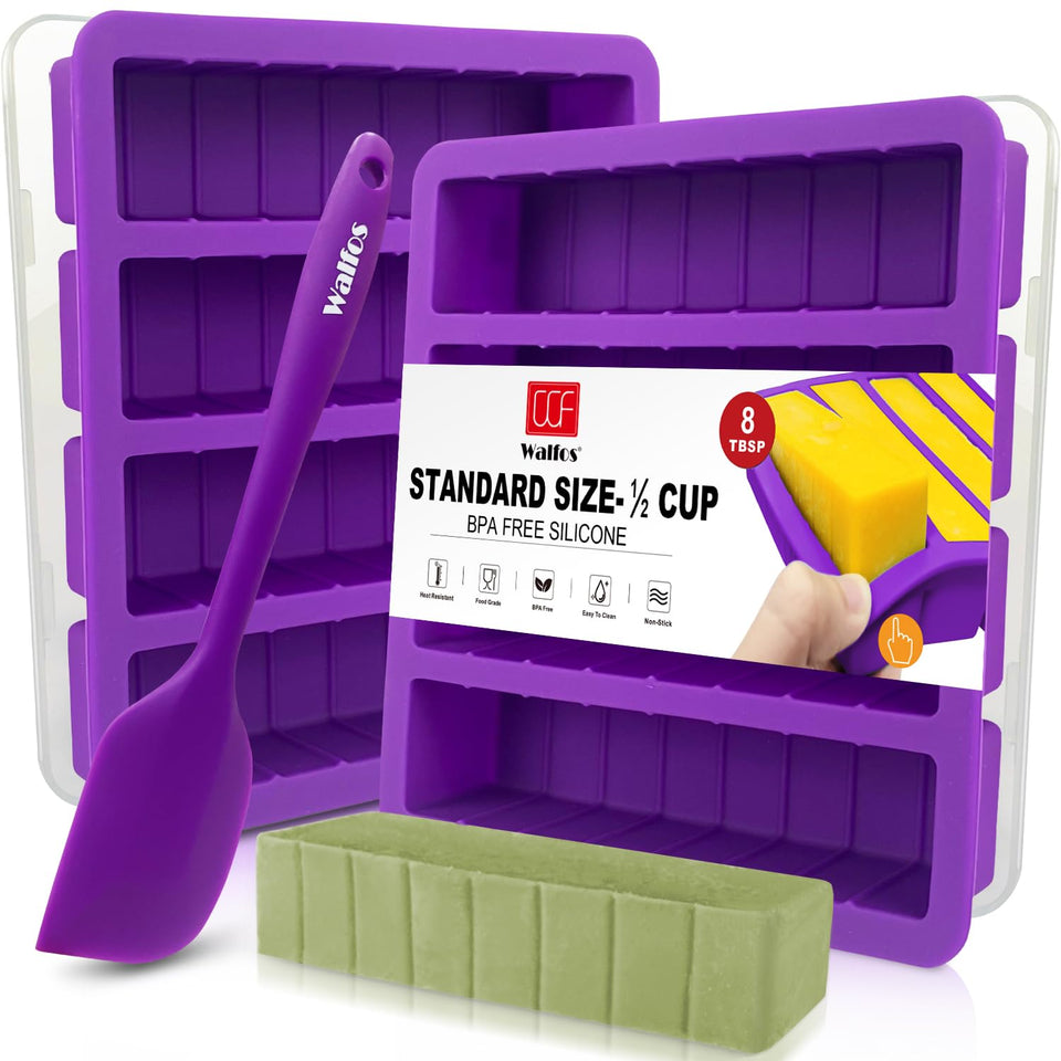 Walfos purple silicone butter mold with lid for precise portions