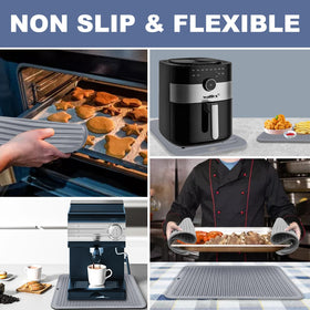 Walfos silicone mat doubles as pot holder and drying surface.