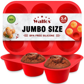 Walfos silicone Texas muffin pan set front view with easy pop-out