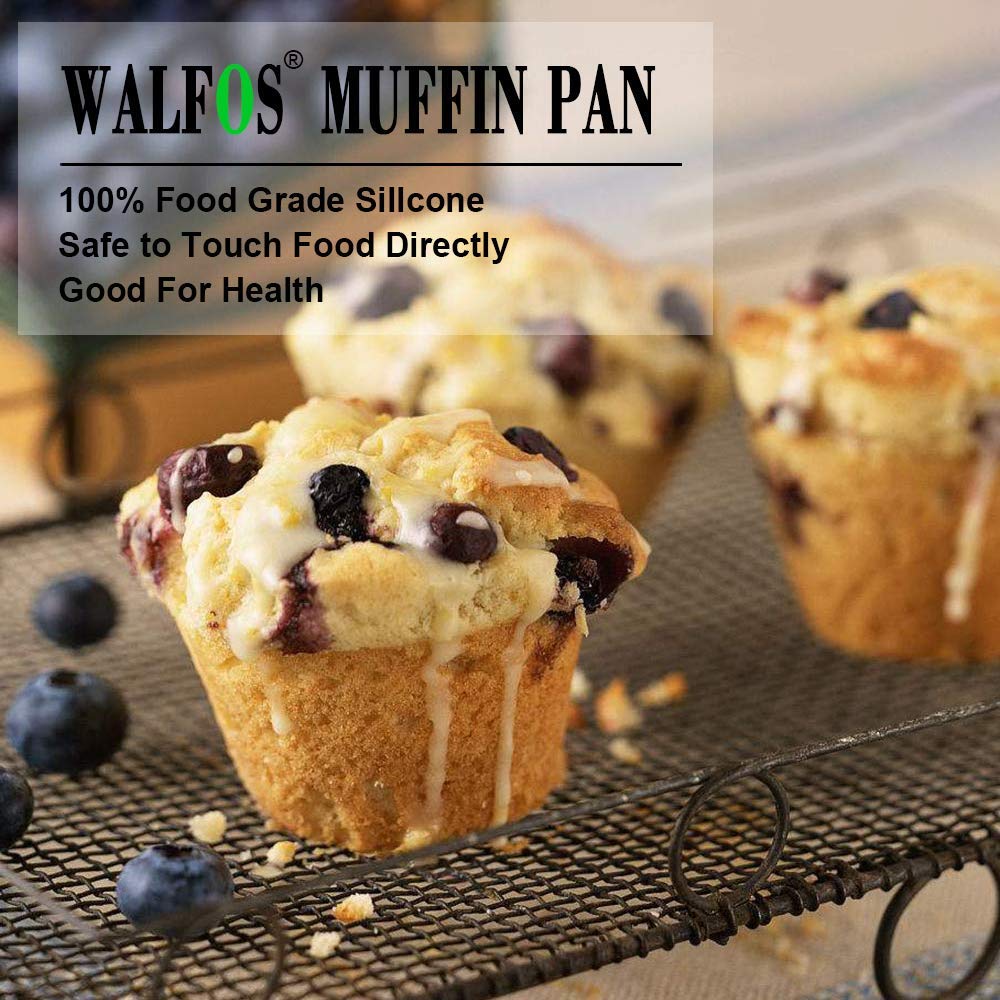 Walfos silicone Texas muffin pan stores compactly for easy kitchen storage