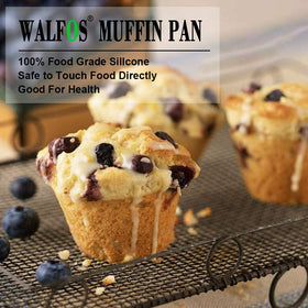 Walfos silicone Texas muffin pan stores compactly for easy kitchen storage