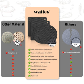 Walfos silicone trivet serves as coaster for hot beverages.