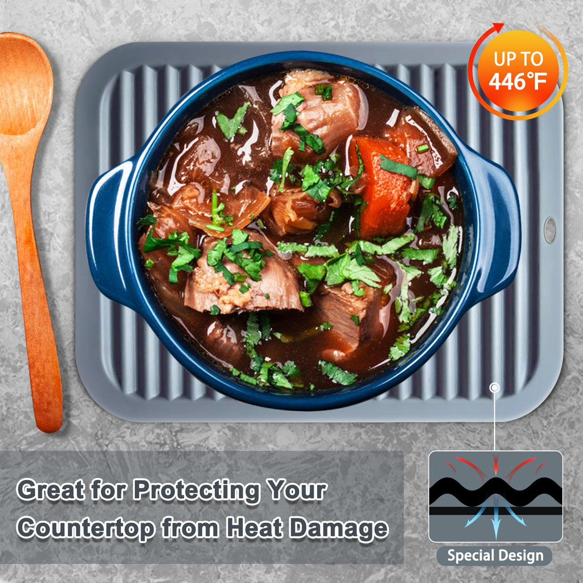 Walfos silicone trivet protecting countertops during heavy cooking sessions