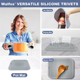 Walfos silicone trivet folded for compact storage after cooking