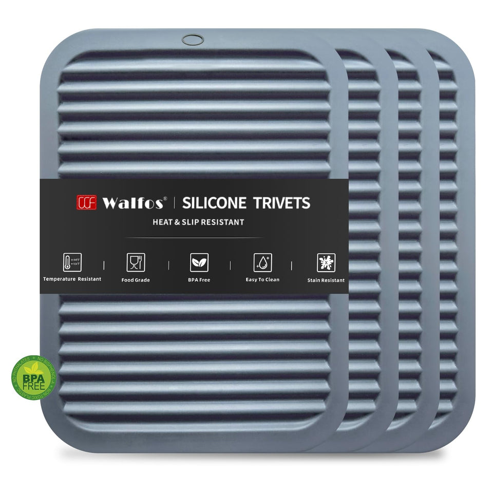 Walfos silicone trivet demonstrates heat resistance up to 446 F for hot pots on counters