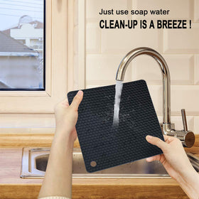Walfos silicone trivet easy to store on a wall hook.