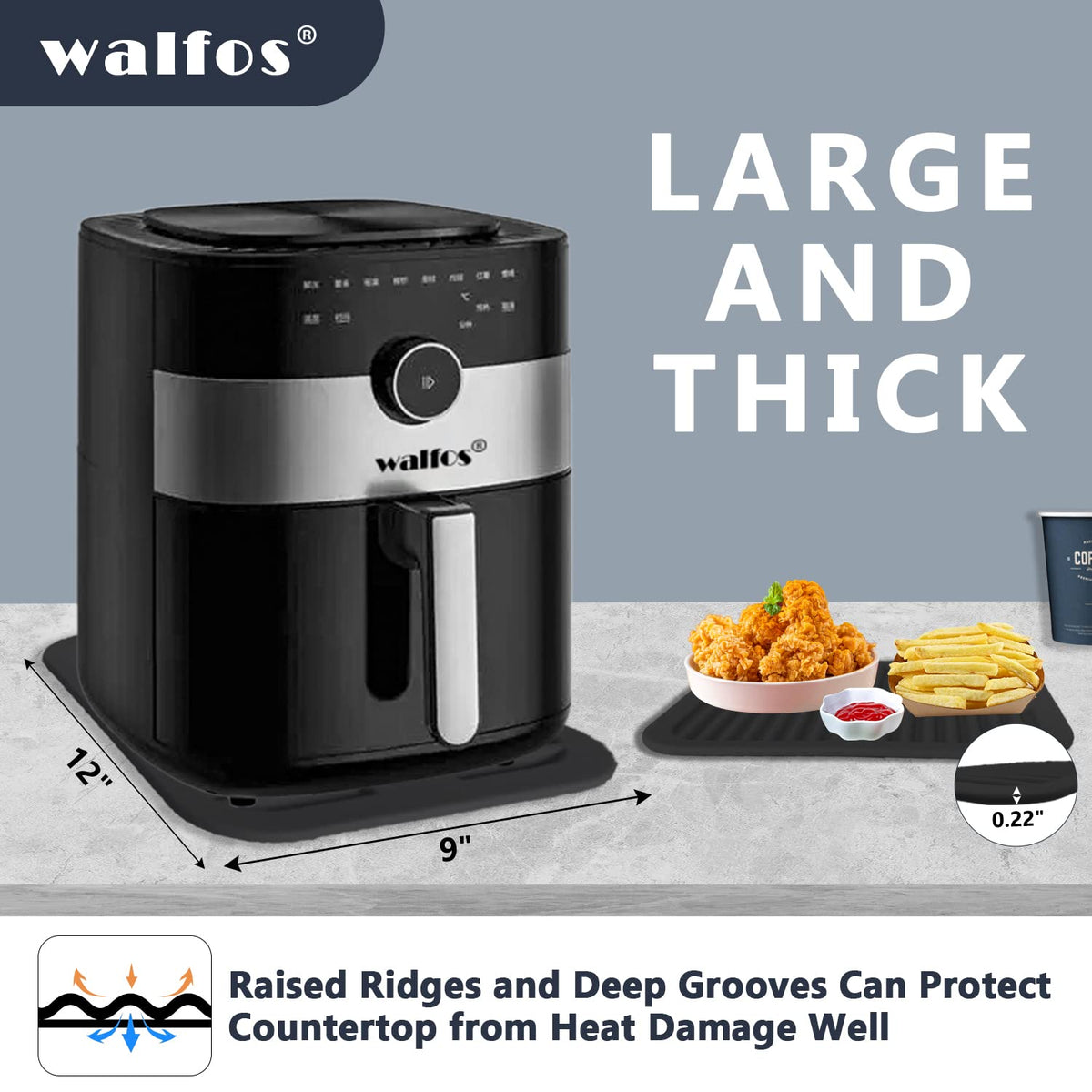 Walfos large 12x9 inch trivet provides spacious heat protection.