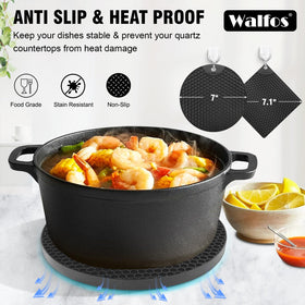 Walfos silicone trivet doubles as spoon holder on the counter.