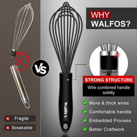 Walfos silicone whisk with ergonomic handle for a comfortable grip