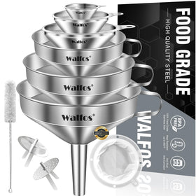 Walfos stainless steel funnel set in six sizes for precise pouring