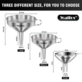Walfos funnel side handle for stable pouring over pots and jars