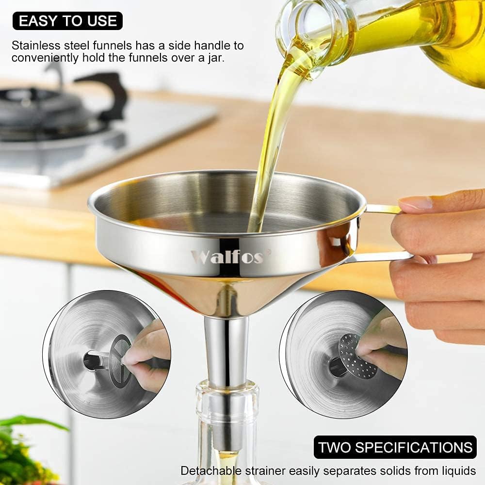 Walfos stainless steel funnel small mouth ideal for narrow containers and spices