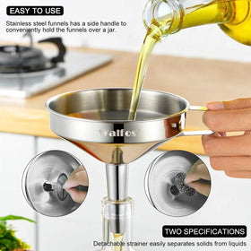 Walfos stainless steel funnel small mouth ideal for narrow containers and spices