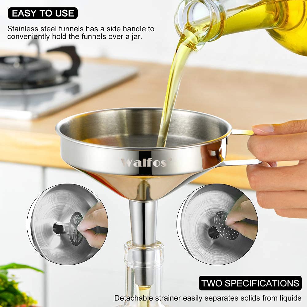 Walfos small-mouth funnel ideal for narrow bottles and spice jars.