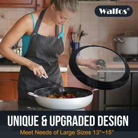 Walfos tempered glass lid provides clear visibility while cooking.